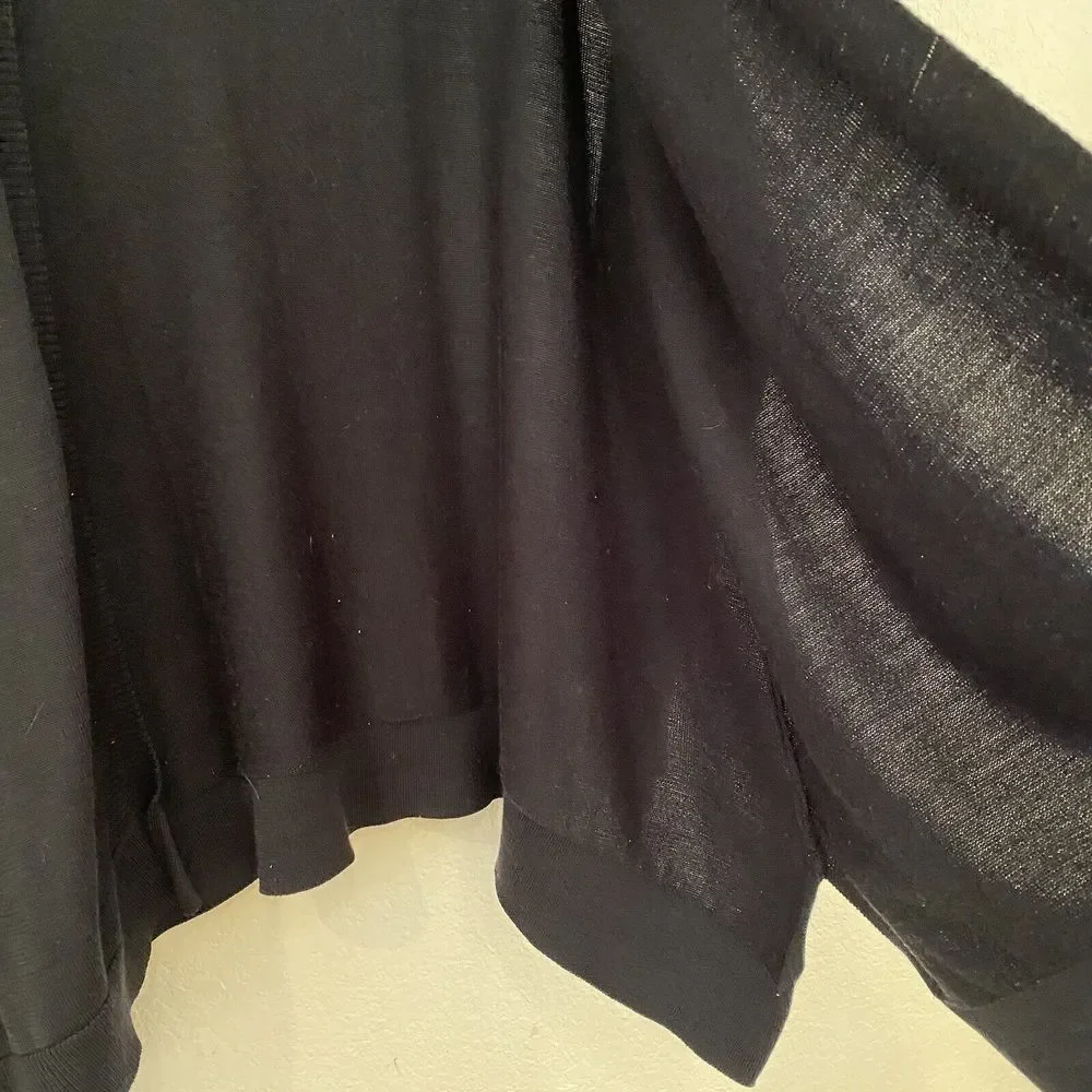 Loft Womens Black‎ Wool Blend Long Sleeve Open Front Cardigan Sweater Size L